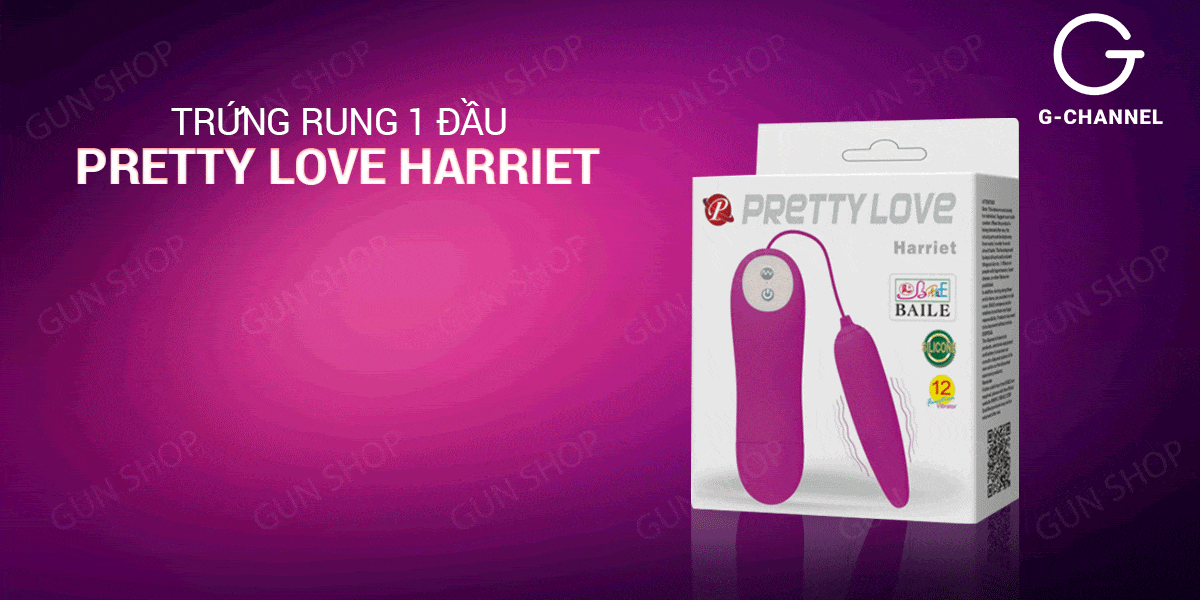 Trứng rung 1 đầu Pretty Love Harriet 12 chế độ rung pin sạc