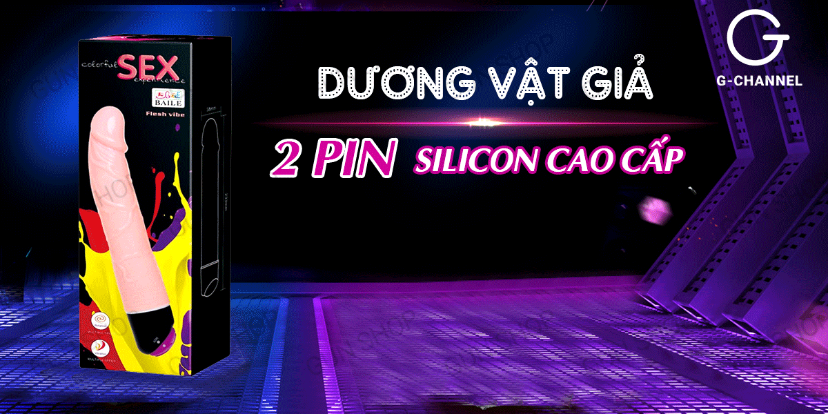 Dương vật giả 2 pin silicon cao cấp Baile mềm mại an toàn sử dụng
