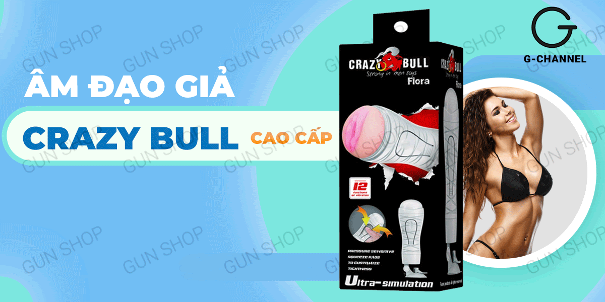 Âm đạo giả dính tường Crazy Bull White Flora 12 tần số rung sạc