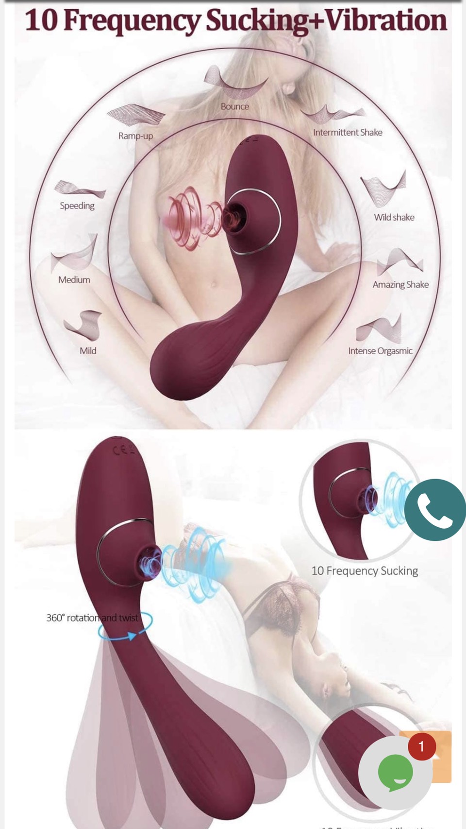 Máy rung bú hút 2 đầu massage điểm G kích thích âm vật hột le