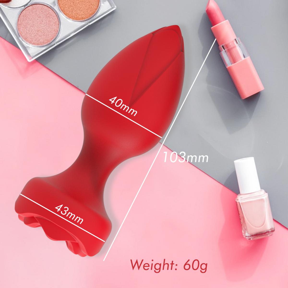 Phích Cắm Hậu Môn Hoa Hồng Rung Điều Khiển Từ Xa Silicon