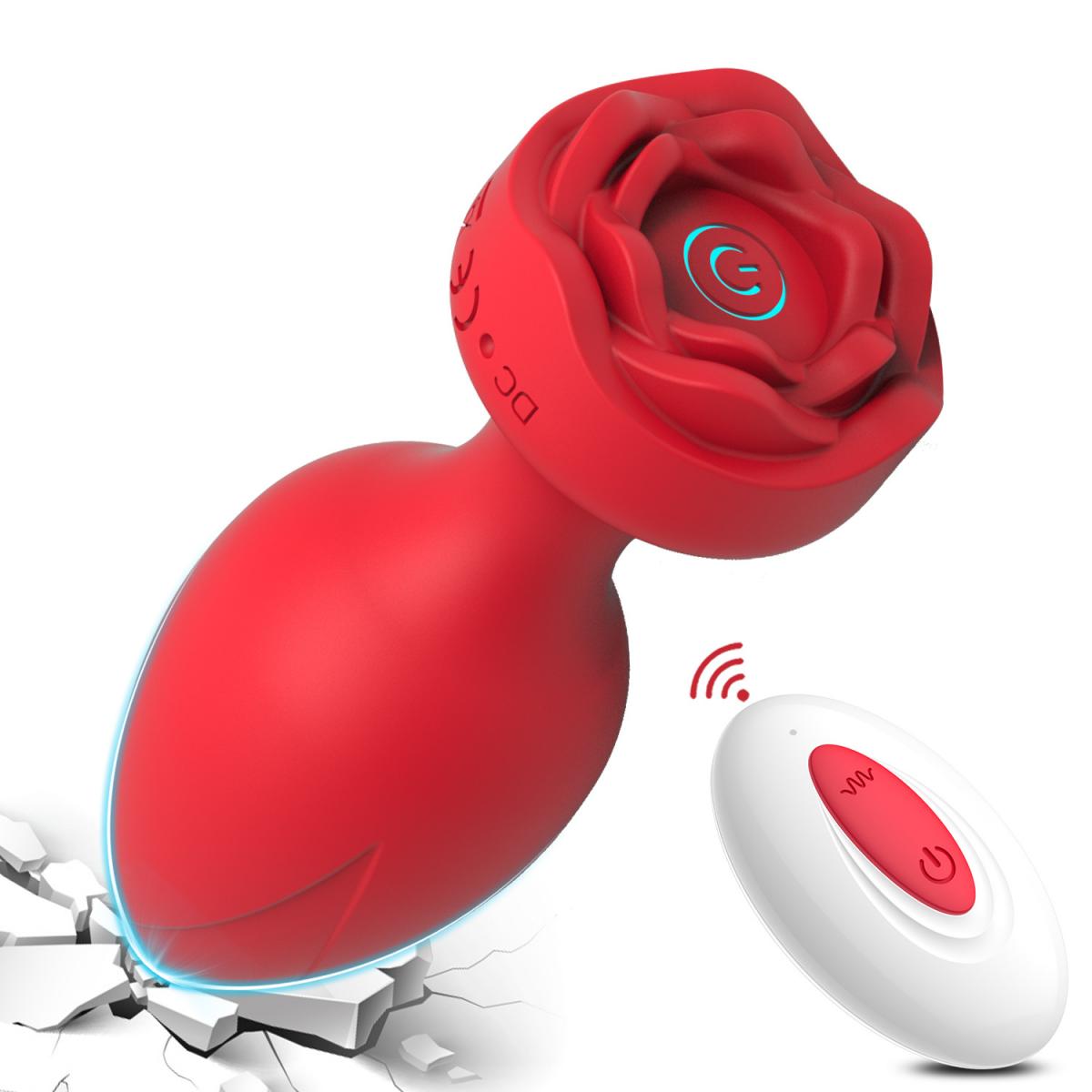 Phích Cắm Hậu Môn Hoa Hồng Rung Điều Khiển Từ Xa Silicon