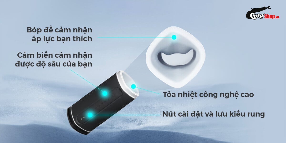 Âm đạo giả Lovense Calor điều khiển app rung nén tỏa nhiệt