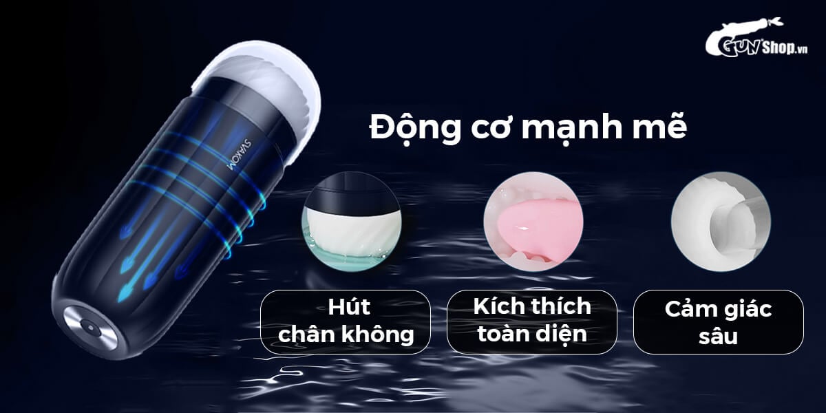Âm đạo giả Svakom Hannes Neo co bóp sưởi ấm điều khiển app chất liệu silicon