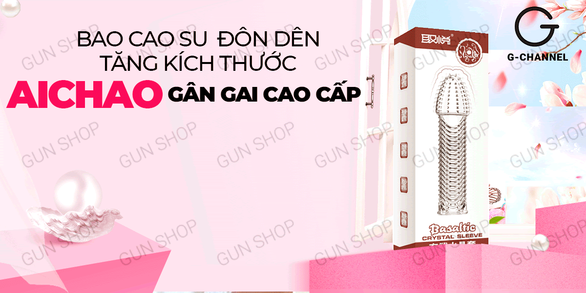 Bao cao su đôn dên tăng kích thước Aichao - Gân gai (Hộp màu nâu)