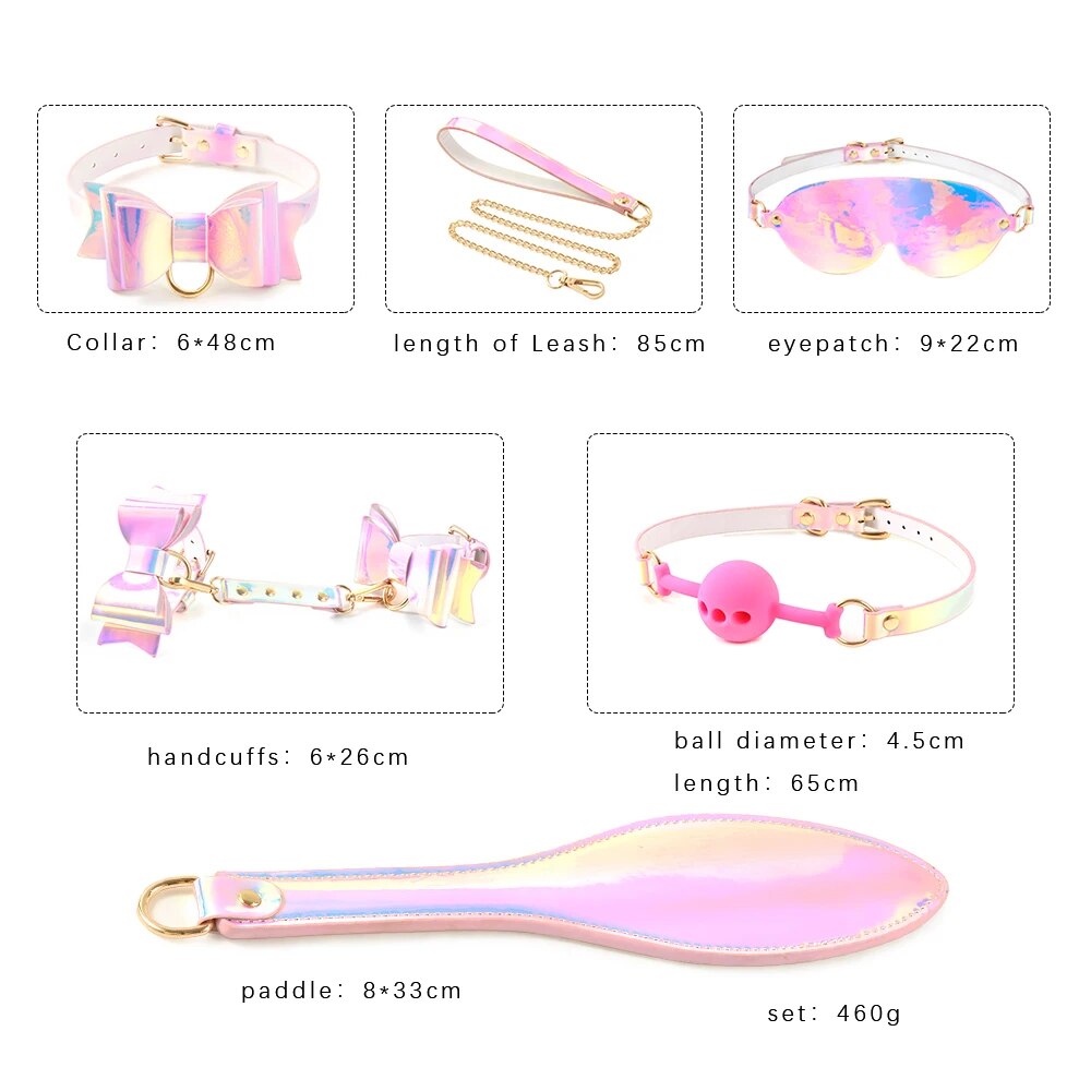 Bộ đồ chơi BDSM phát sáng gậy đánh móc tay khoá cổ mặt nạ bịt mắt