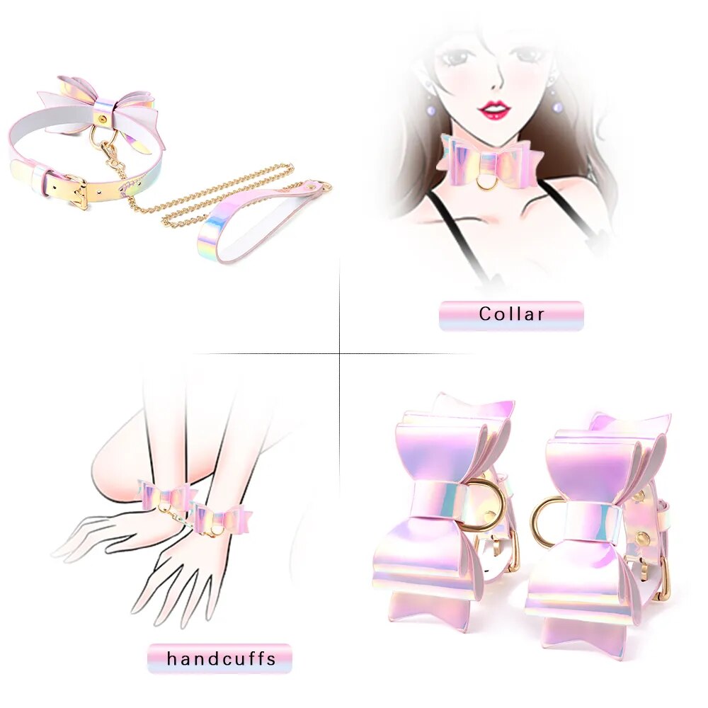 Bộ đồ chơi BDSM phát sáng gậy đánh móc tay khoá cổ mặt nạ bịt mắt