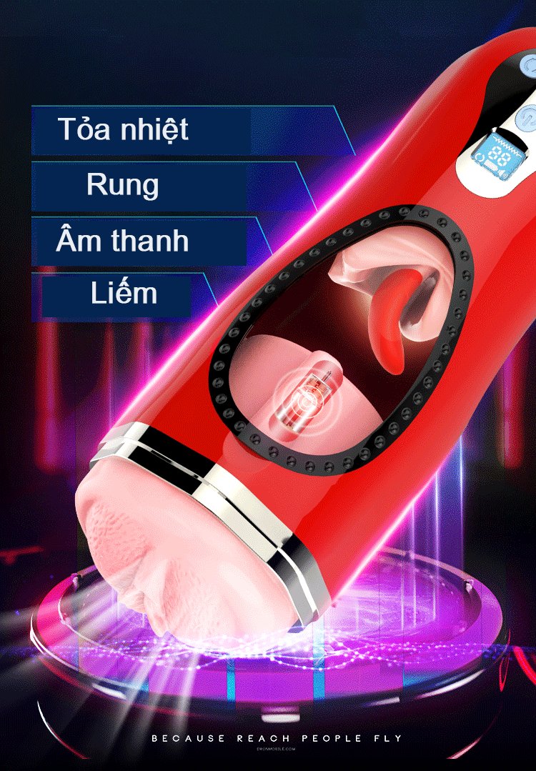 Âm đạo giả rung toả nhiệt kèm lưỡi bú Jiuai Masturbation Cup