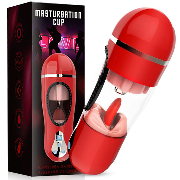 Âm đạo giả rung toả nhiệt kèm lưỡi bú Jiuai Masturbation Cup