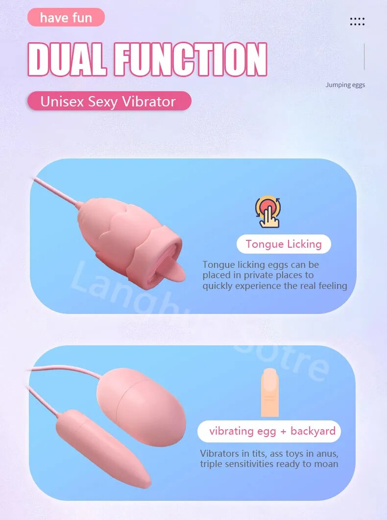 Trứng rung Jiuuy 2 đầu lưỡi liếm 3 in 1 điều khiển từ xa