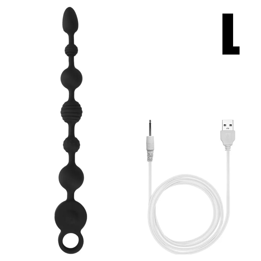 Que rung dạng chuỗi Dildo đen kích thích hậu môn 35-43cm