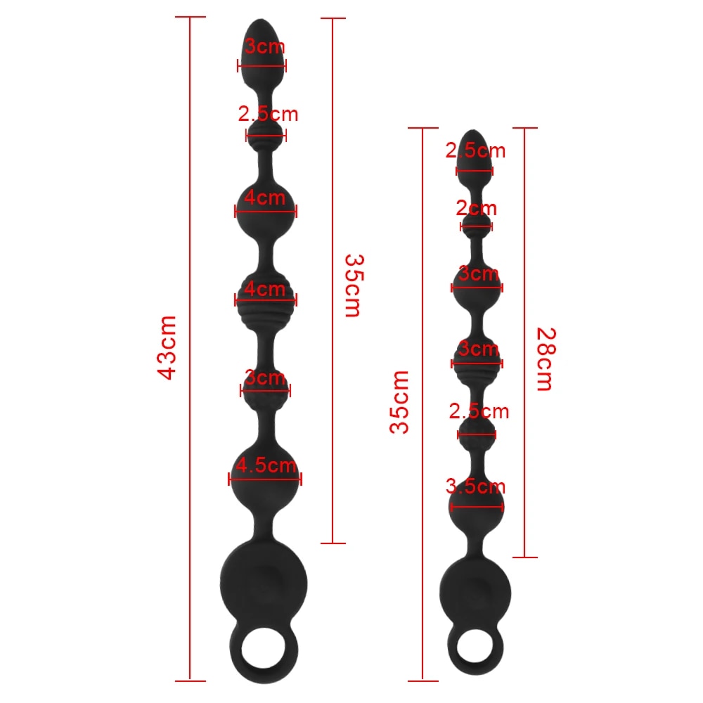 Que rung dạng chuỗi Dildo đen kích thích hậu môn 35-43cm