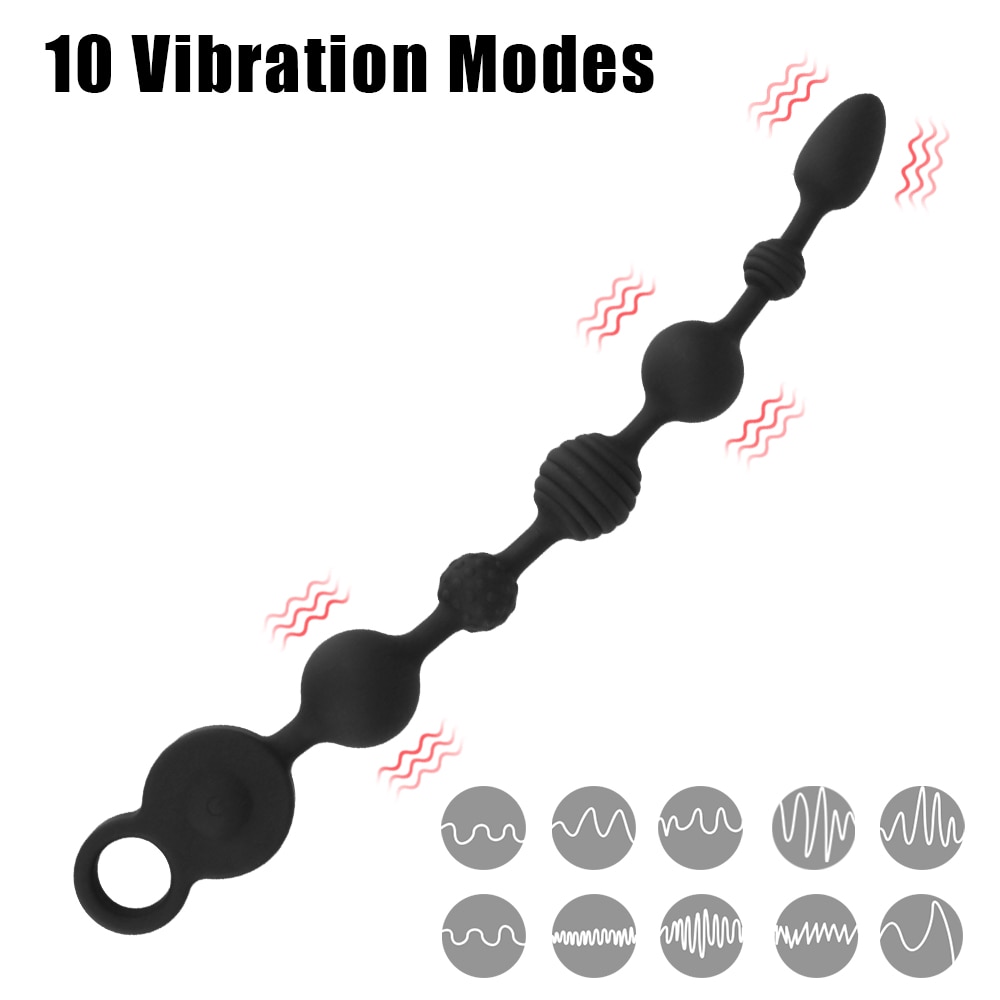 Que rung dạng chuỗi Dildo đen kích thích hậu môn 35-43cm