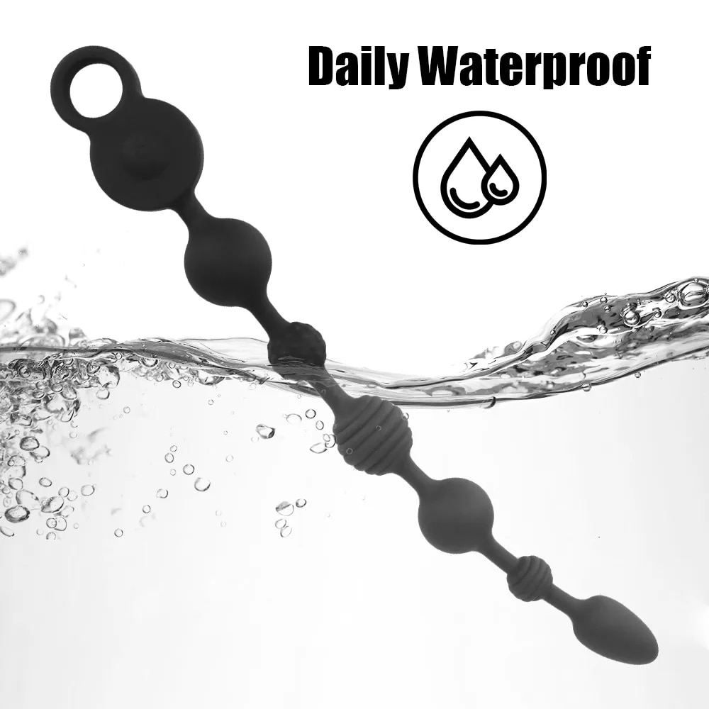 Que rung dạng chuỗi Dildo đen kích thích hậu môn 35-43cm