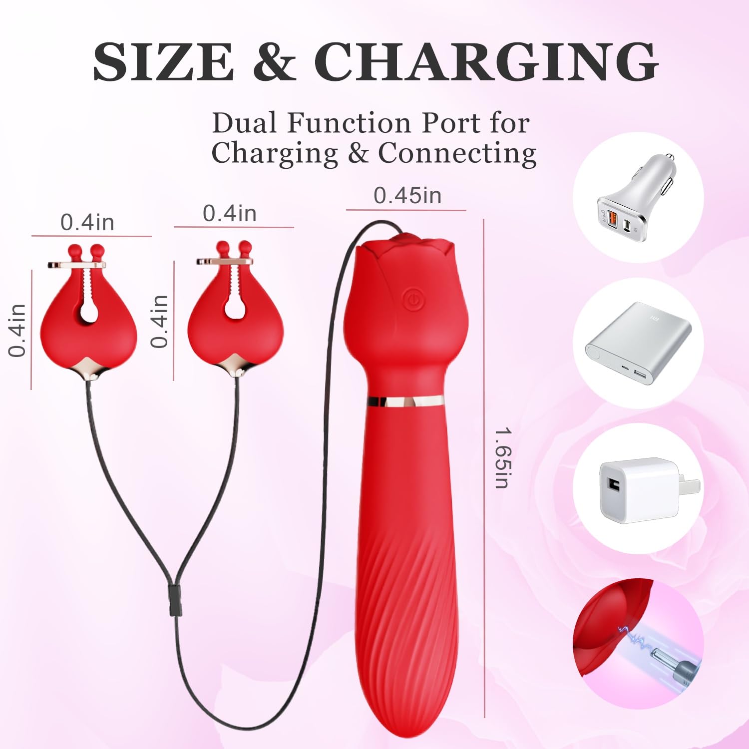 Chày rung 2 đầu kích thích điểm G kèm kẹp vú đầu ti tăng hưng phấn đa năng