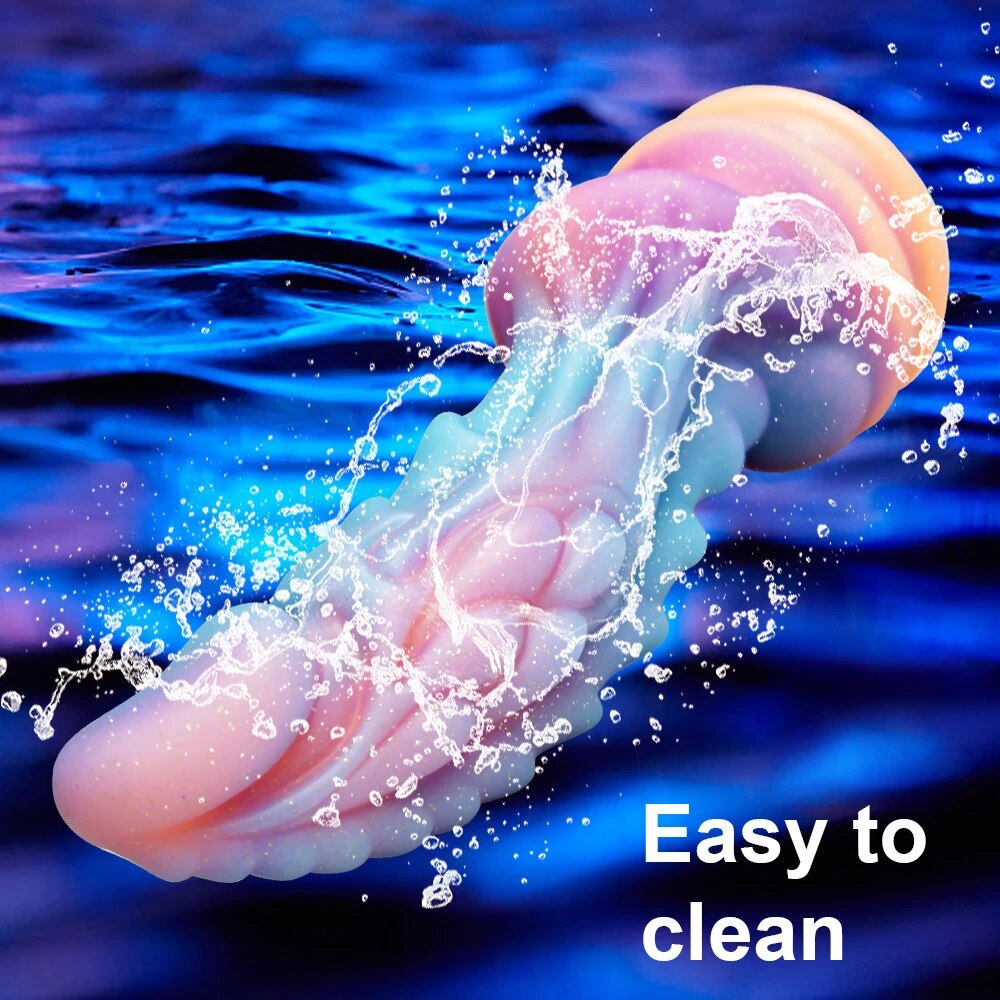 Dương vật giả phát sáng hình rồng size lớn đế gắn tường đa màu