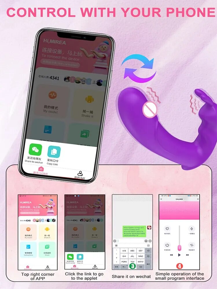 Dương vật giả tai thỏ Mirea Bluetooth điều khiển app rung đa chế độ thoải mái