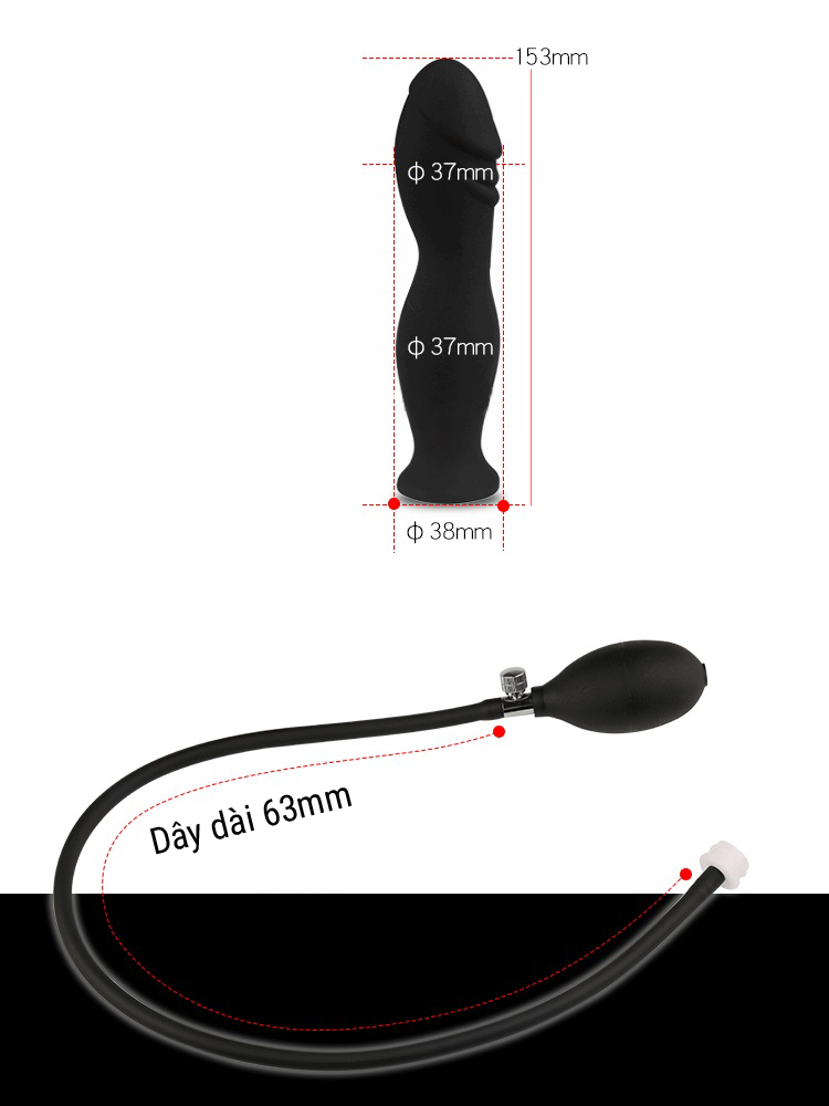 Dương vật giả bơm hơi silicone mềm mại tăng kích thước dễ dùng