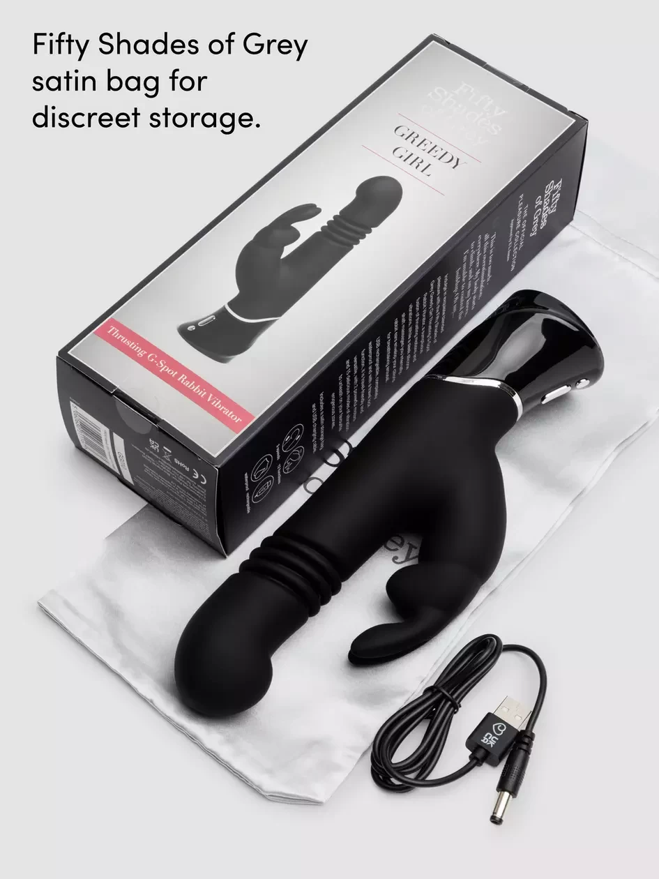Fifty Shades Greedy Girl Rabbit Vibrator rung thụt pin sạc cao cấp