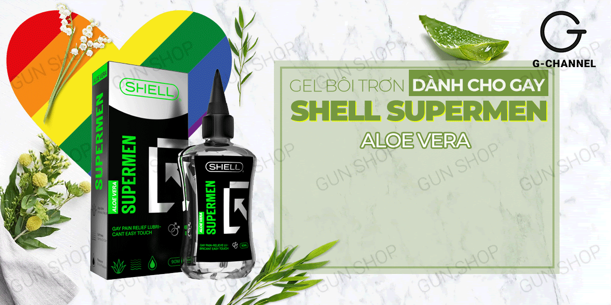 Gel bôi trơn hậu môn lô hội Shell Supermen 90ml an toàn