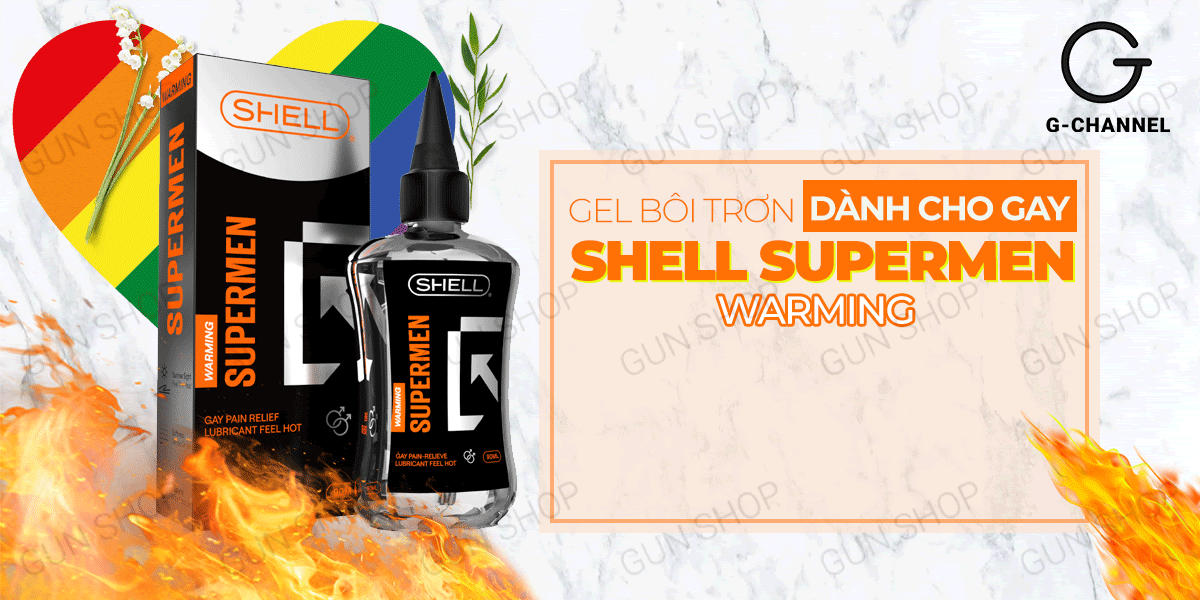 Gel bôi trơn hậu môn Shell Supermen nóng ấm giảm ma sát 90ml