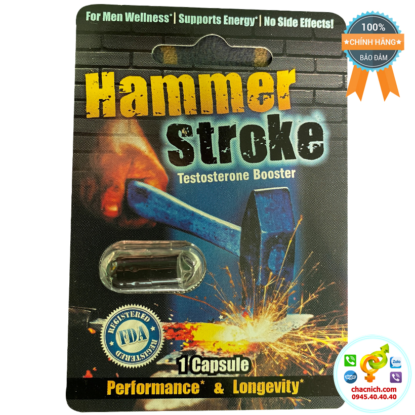 Viên uống Hammer Stroke thảo dược hỗ trợ sinh lý nam Mỹ chính ngạch