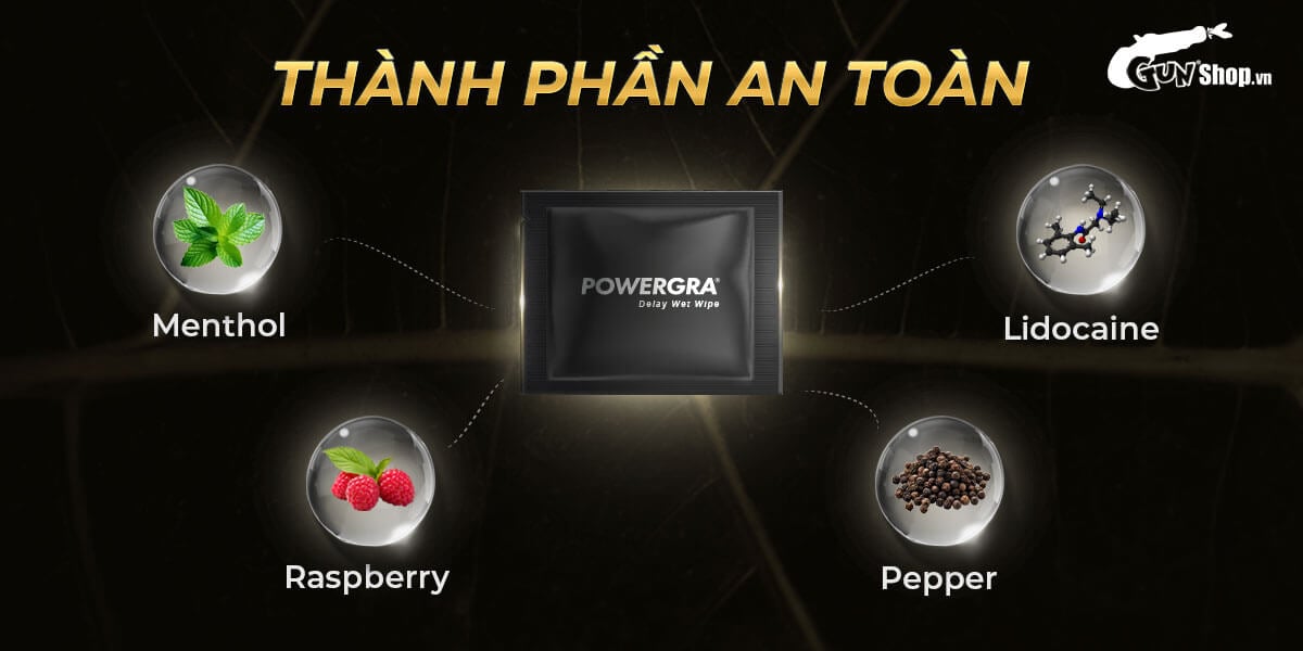 Khăn lau Powergra Delay Wet Wipes kéo dài thời gian quan hệ hộp 10 cái tiện lợi