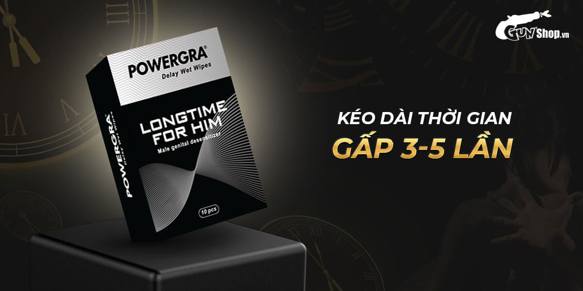 Khăn lau Powergra Delay Wet Wipes kéo dài thời gian quan hệ hộp 10 cái tiện lợi