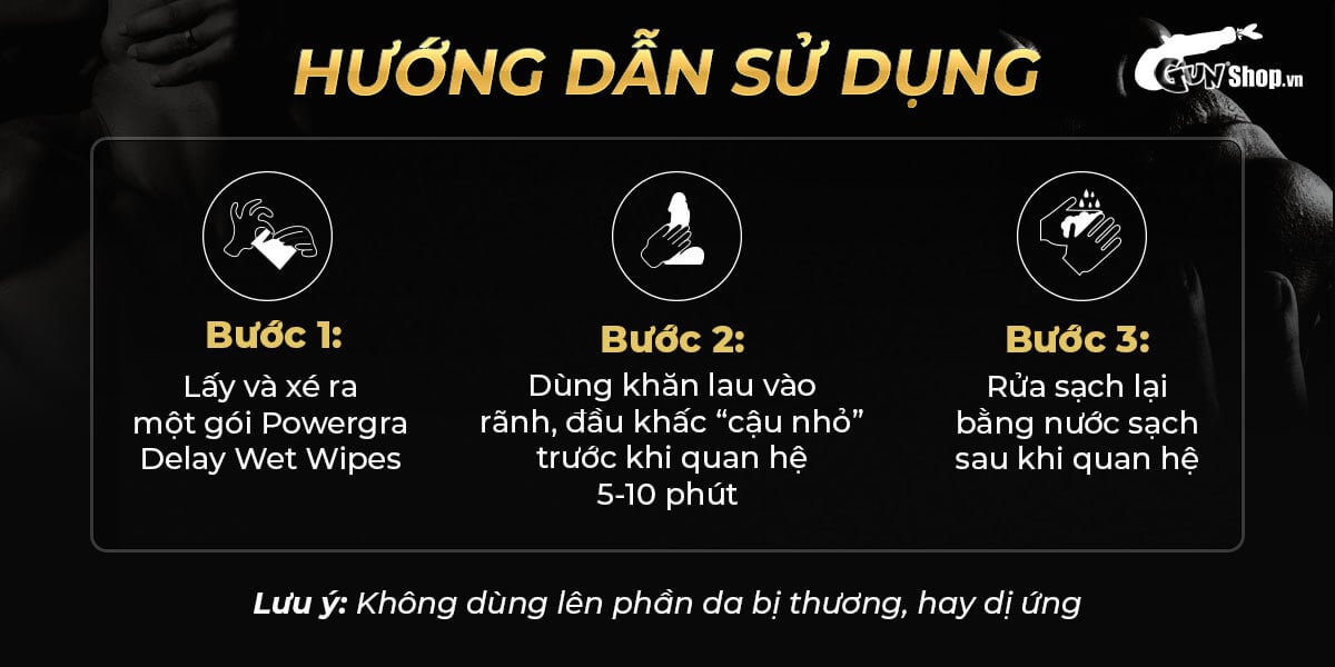 Khăn lau Powergra Delay Wet Wipes kéo dài thời gian quan hệ hộp 10 cái tiện lợi