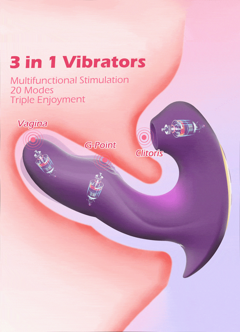 Máy massage điểm G 3 in 1 rung bú mút đa chức năng tiện lợi