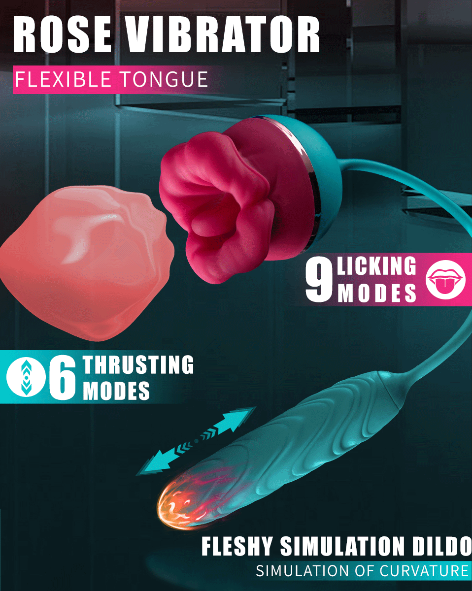 Trứng rung hoa hồng 2 đầu rung thụt lưỡi liếm âm đạo kích thích