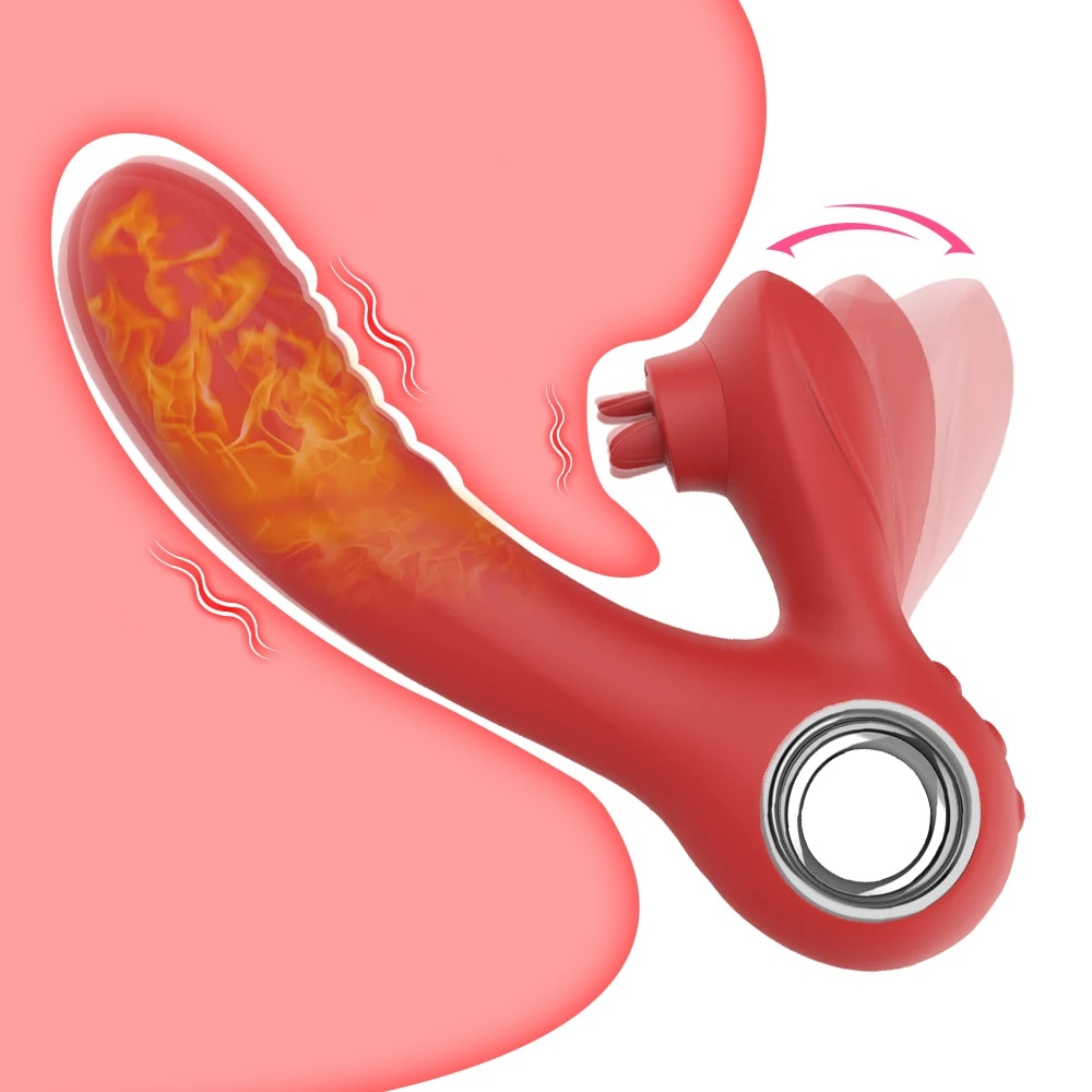 Dương vật giả rung mạnh phát nhiệt lưỡi liếm massage điểm G