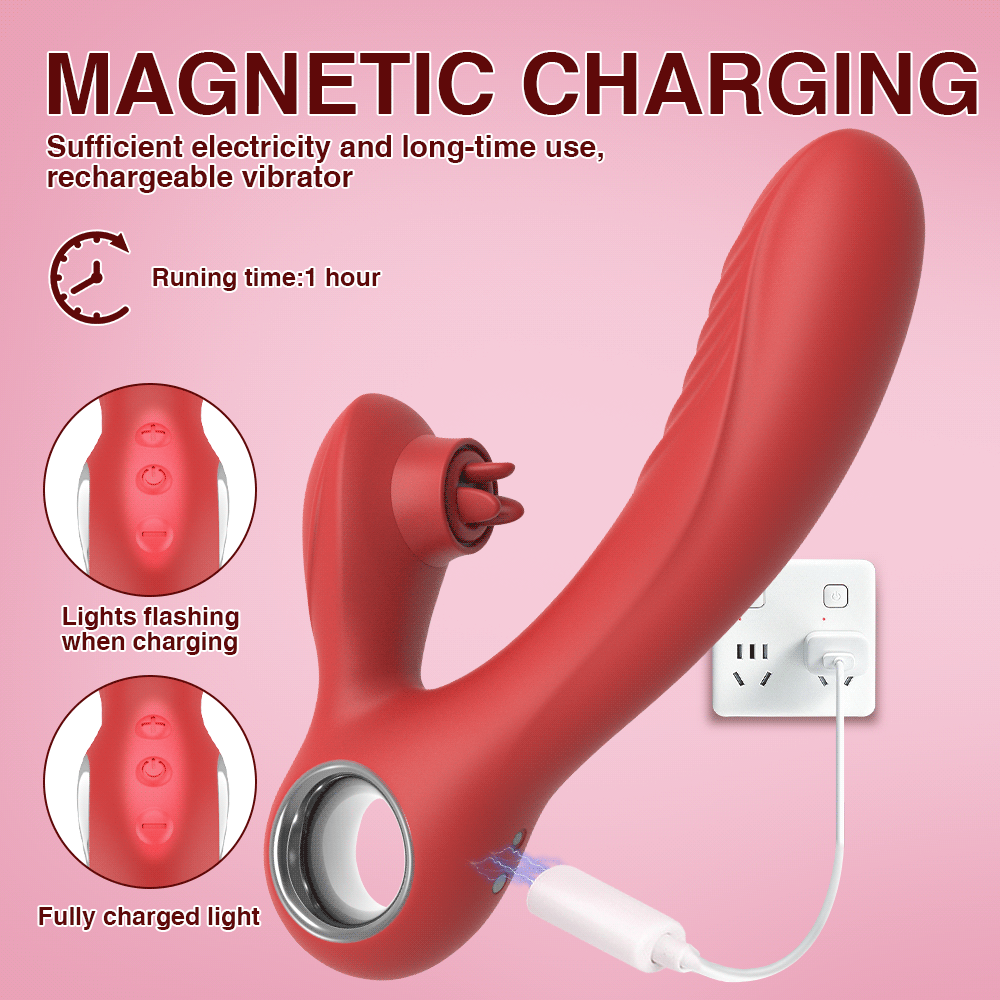 Dương vật giả rung mạnh phát nhiệt lưỡi liếm massage điểm G