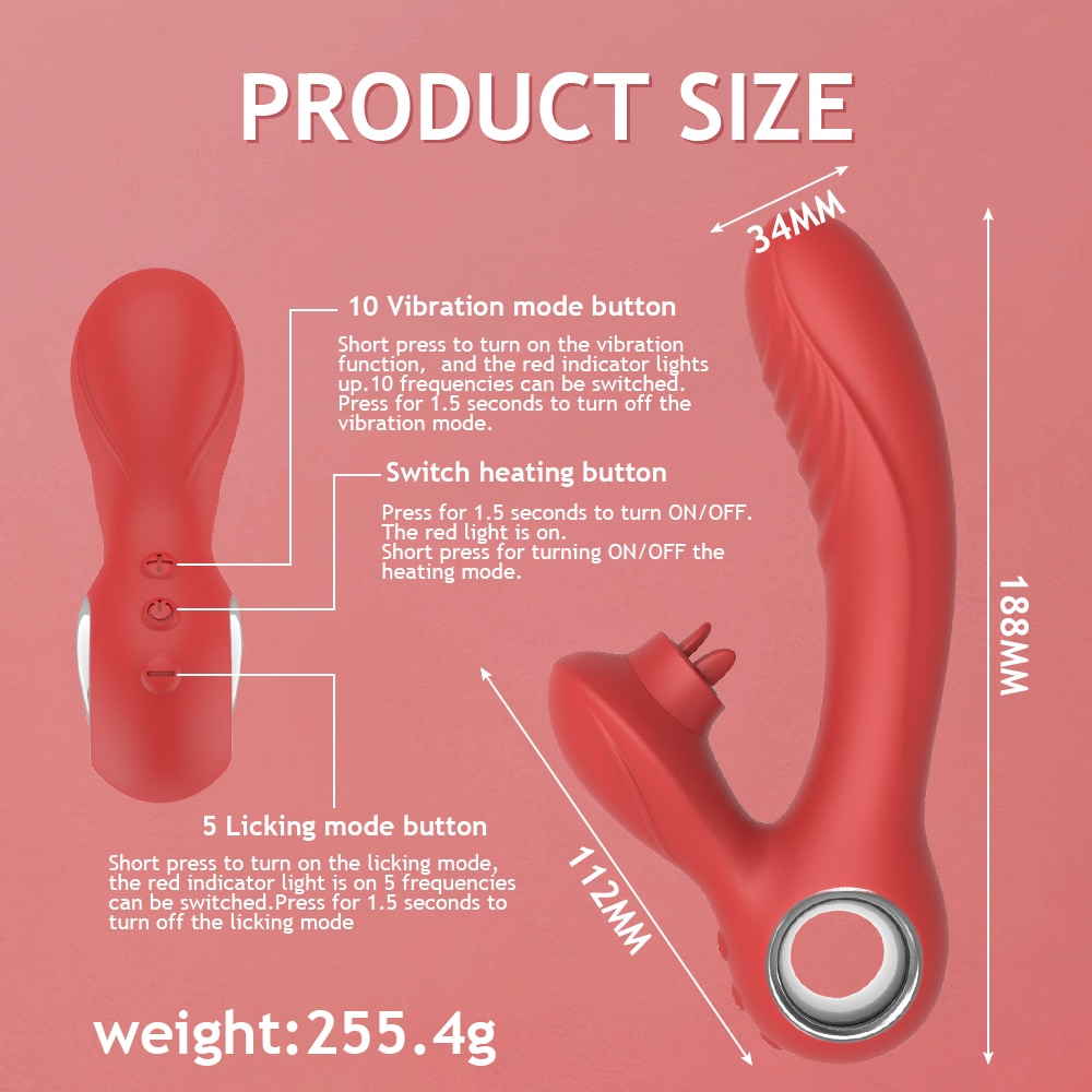 Dương vật giả rung mạnh phát nhiệt lưỡi liếm massage điểm G