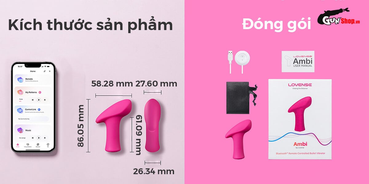 Máy massage điểm G Lovense Ambi điều khiển qua app rung đa cấp