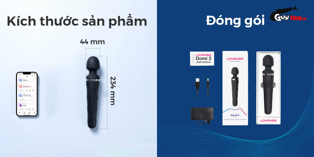 Chày rung Lovense Domi 2 không dây điều khiển app smartphone
