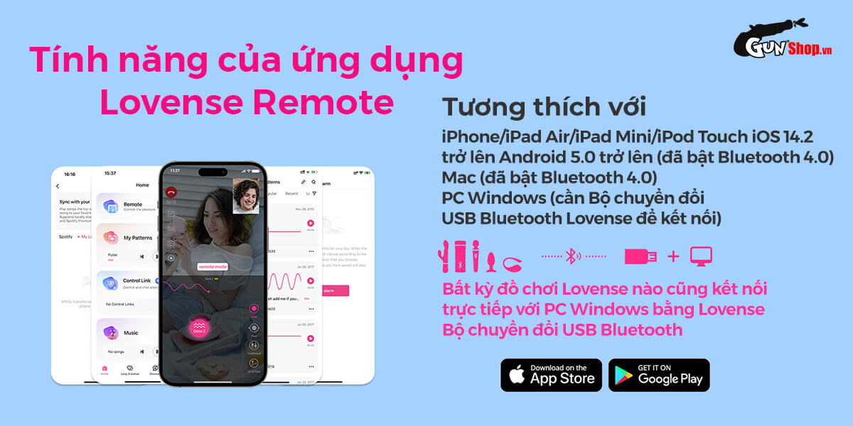Chày rung Lovense Domi 2 không dây điều khiển app smartphone
