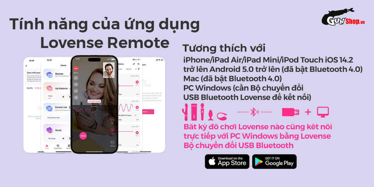 Máy massage 2 đầu Lovense Hyphy kích thích điểm G, điều khiển app