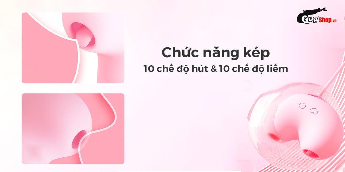 Máy bú mút 2 đầu Svakom Peach Dolphin rung lưỡi liếm