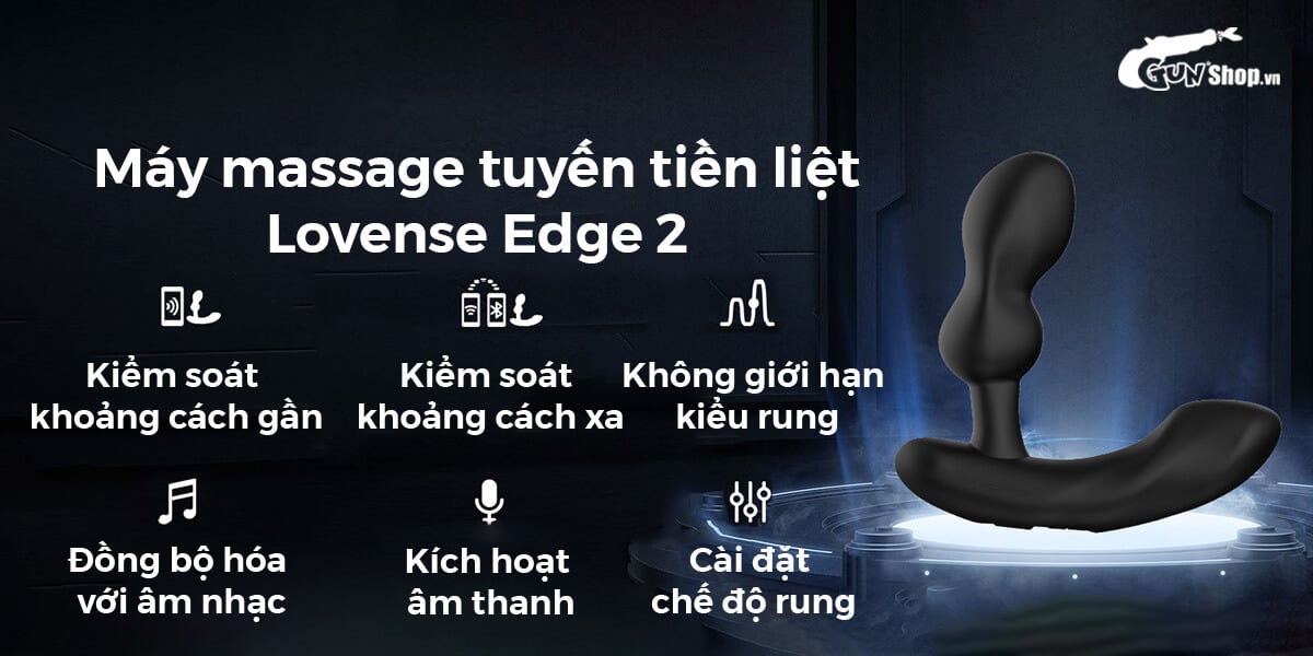 Máy massage tuyến tiền liệt Lovense Edge 2 điều khiển app thiết kế chữ L