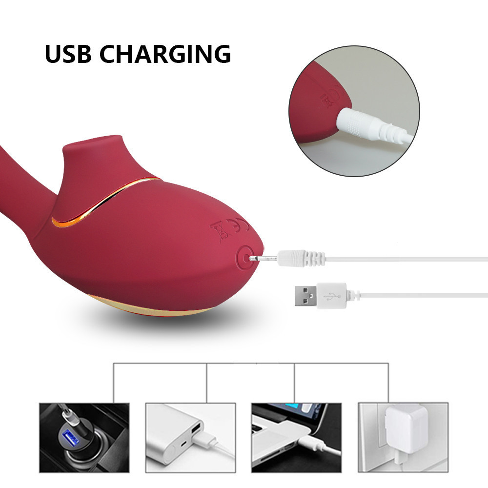 Máy rung bú hút 2 đầu massage điểm G kích thích âm vật hột le