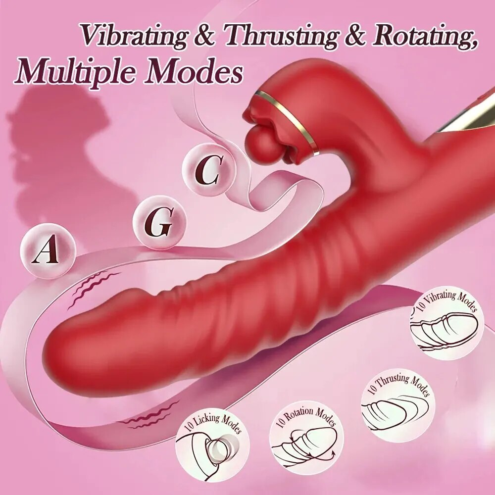Dương vật giả Hannibal 4 in 1 rung thụt nhánh phụ thổi hút đa chức năng