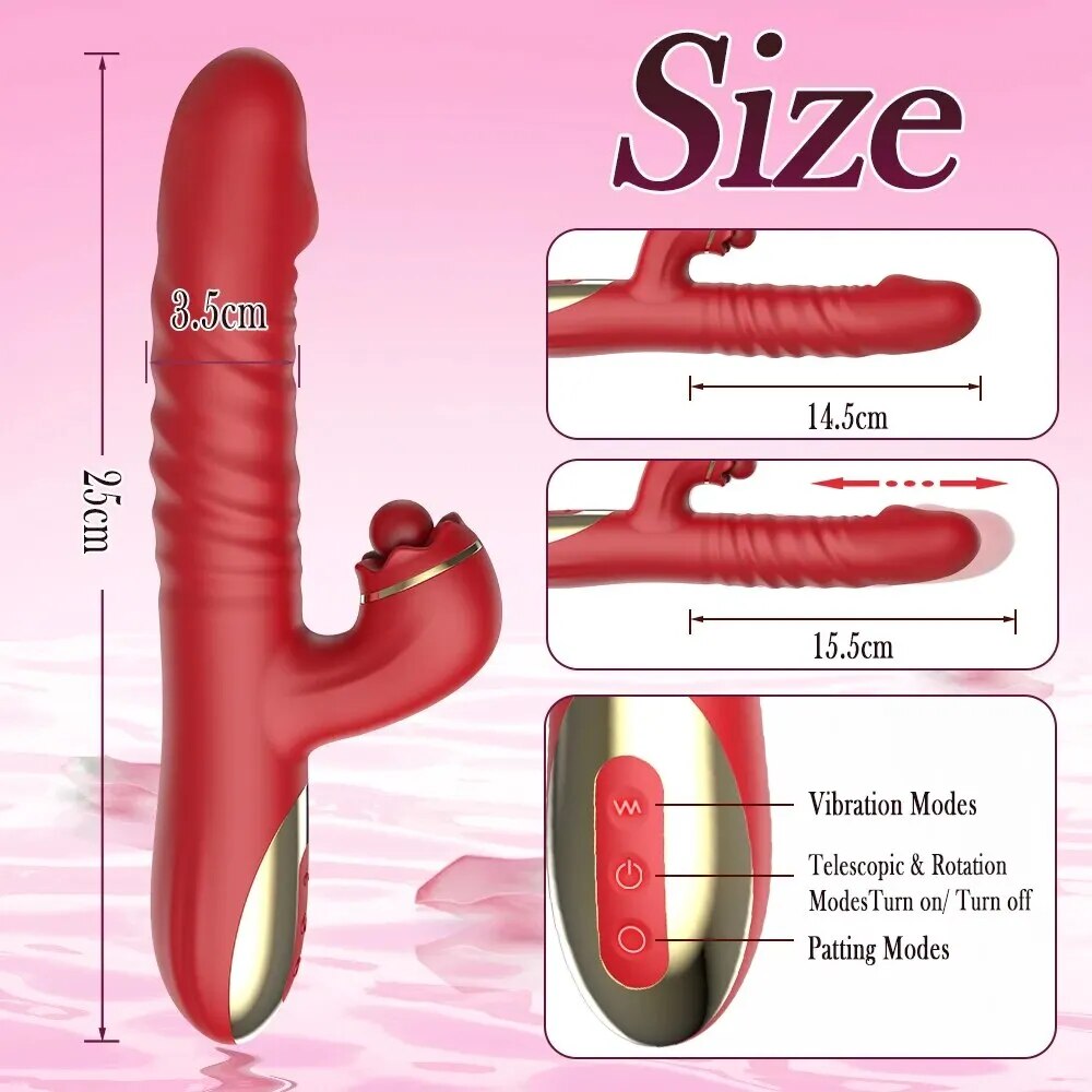 Dương vật giả Hannibal 4 in 1 rung thụt nhánh phụ thổi hút đa chức năng