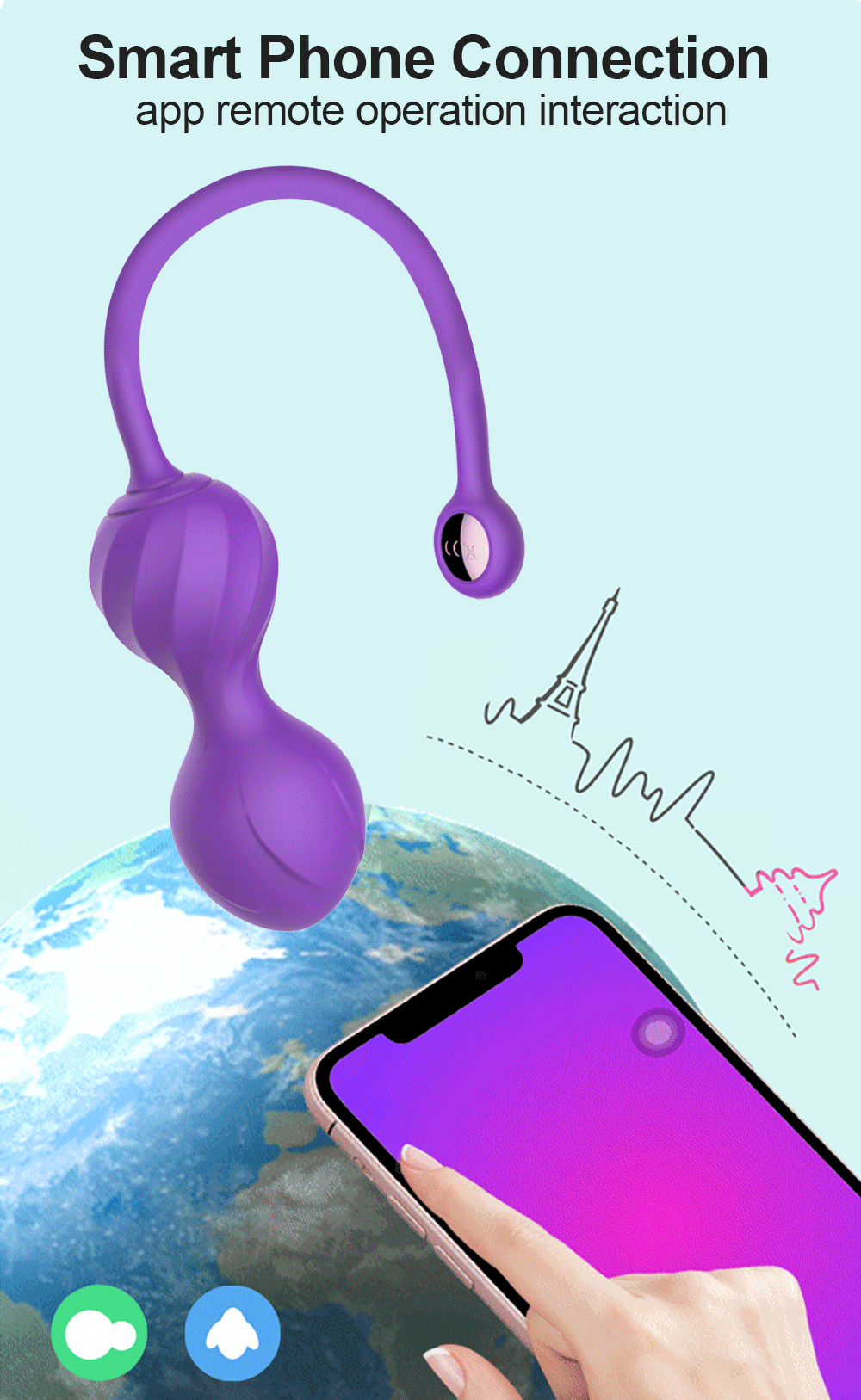 Trứng rung hồ lô Jiuuy điều khiển app bluetooth, tập se khít âm đạo