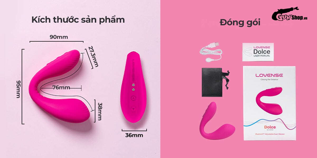 Trứng rung 2 đầu Lovense Dolce ứng dụng điện thoại kích thích cực