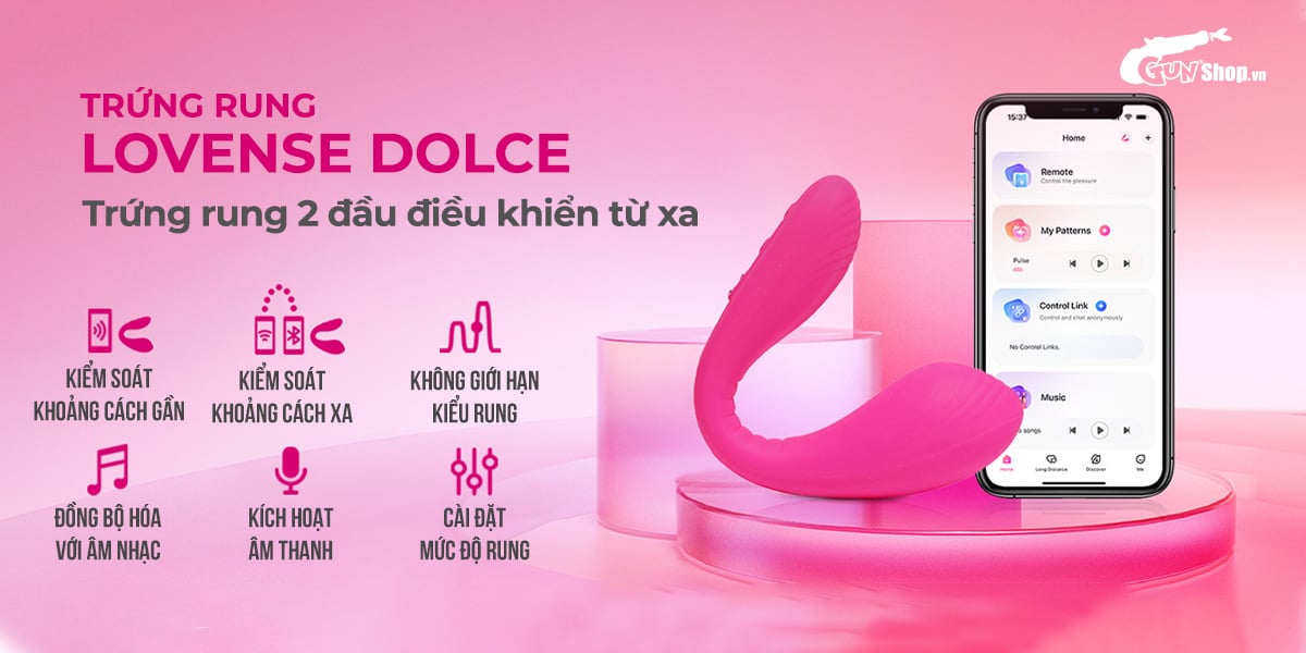 Trứng rung 2 đầu Lovense Dolce ứng dụng điện thoại kích thích cực
