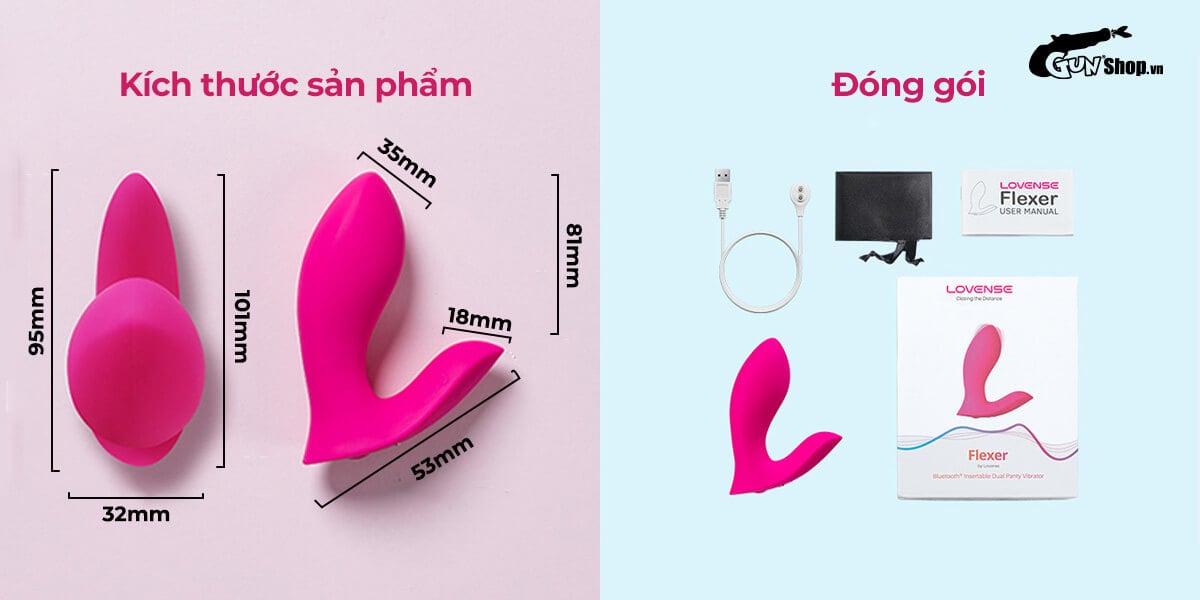 Trứng rung Lovense Flexer 2 đầu điều khiển app điện thoại tiện dụng
