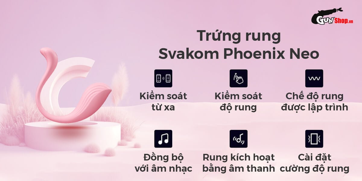 Trứng rung Svakom Phoenix Neo 11 tần số điều khiển qua app