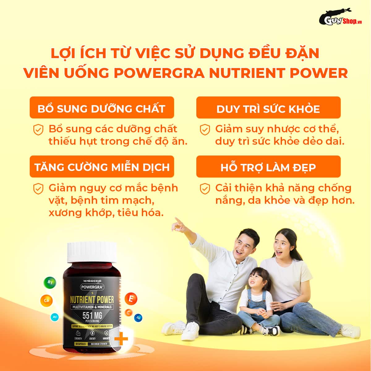 Viên uống bổ sung vitamin tổng hợp Powergra Nutrient 60 viên