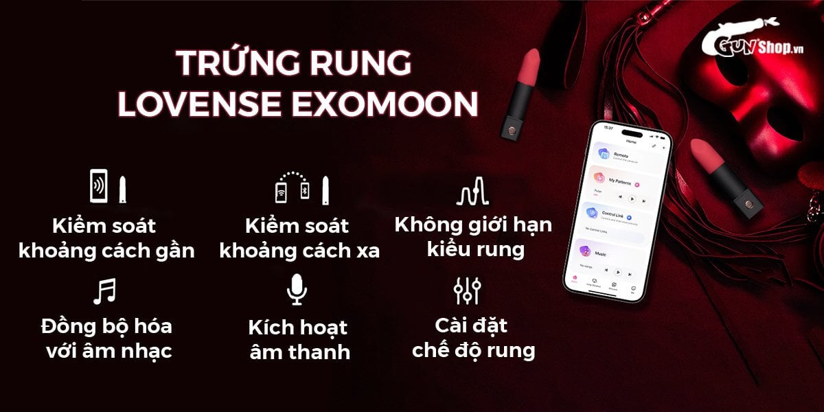 Trứng rung Lovense Exomoon mini nhỏ gọn điều khiển app